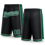 Custom Black Kelly Green-White Authentic Basketball Shorts