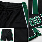 Custom Black Kelly Green-White Authentic Basketball Shorts detail