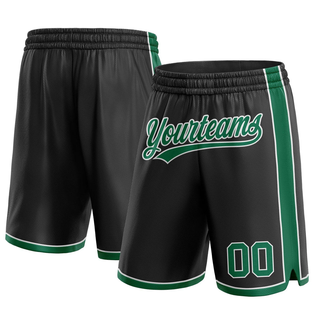 Custom Black Kelly Green-White Authentic Basketball Shorts photo 1