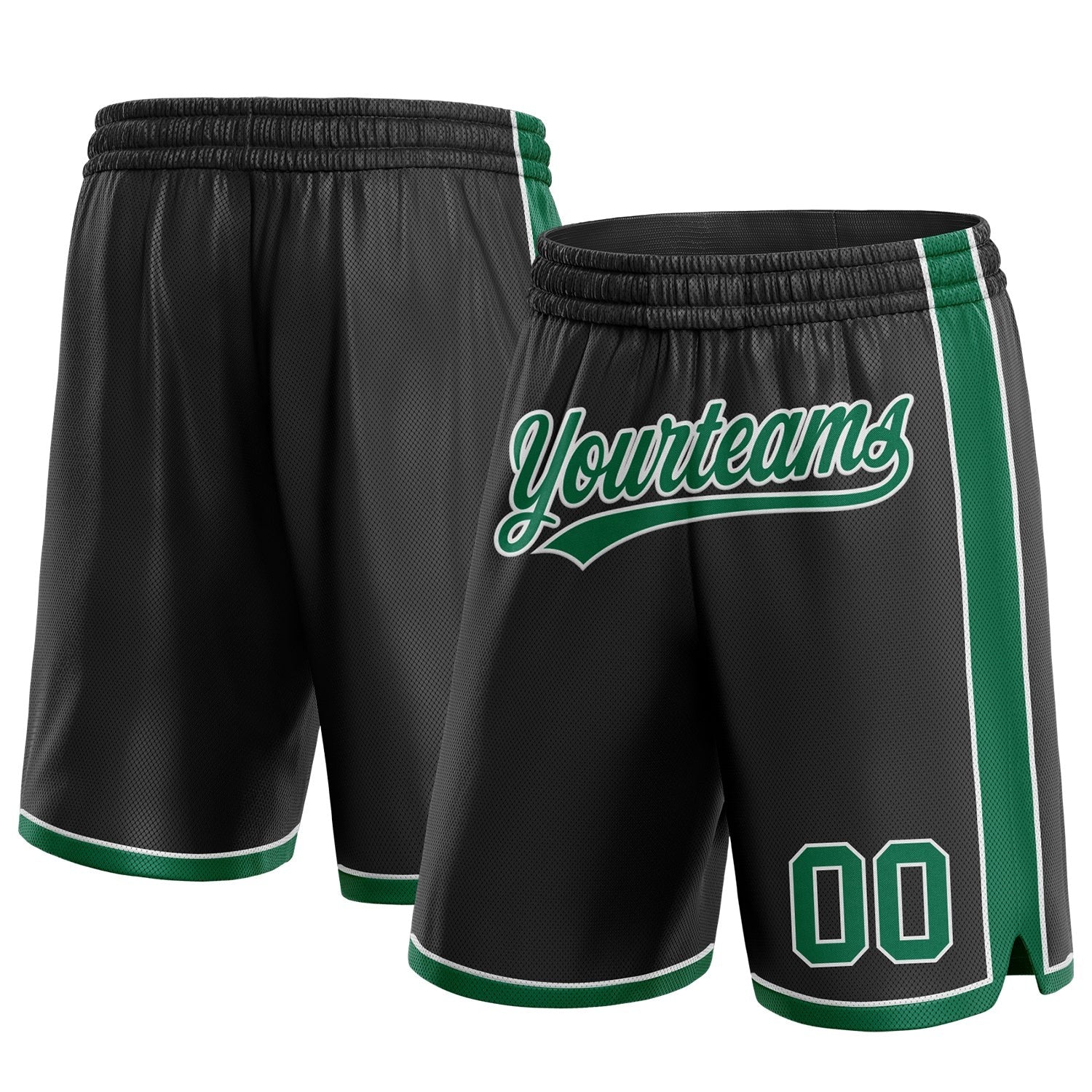Custom Black Kelly Green-White Authentic Basketball Shorts photo 1