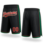 Custom Black Red-Kelly Green Authentic Basketball Shorts