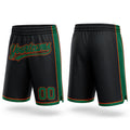 Custom Black Kelly Green-Orange Authentic Basketball Shorts