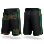 Custom Black Kelly Green-Orange Authentic Basketball Shorts