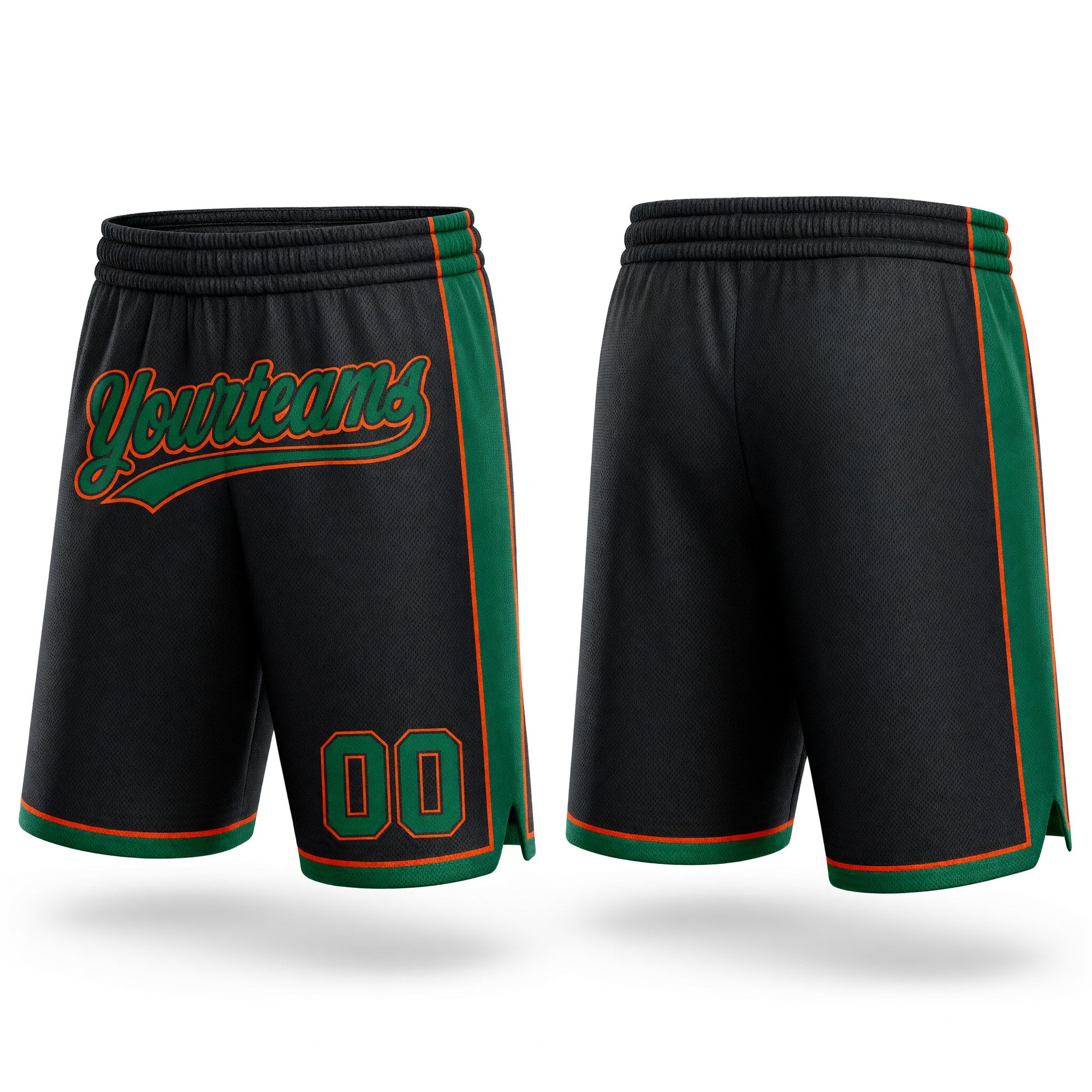 Custom Black Kelly Green-Orange Authentic Basketball Shorts