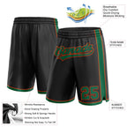 Custom Black Kelly Green-Orange Authentic Basketball Shorts photo 2