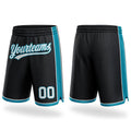 Custom Black White-Teal Authentic Basketball Shorts