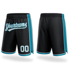 Custom Black White-Teal Authentic Basketball Shorts