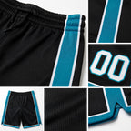 Custom Black White-Teal Authentic Basketball Shorts detail