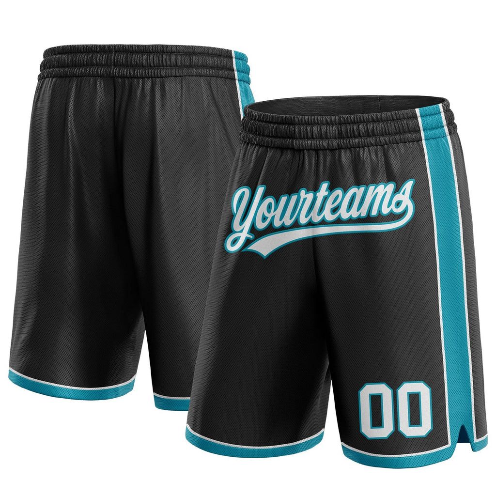 Custom Black White-Teal Authentic Basketball Shorts photo 1