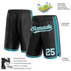 Custom Black White-Teal Authentic Basketball Shorts photo 2