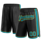 Custom Black Teal-Yellow Authentic Basketball Shorts photo 1