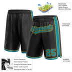 Custom Black Teal-Yellow Authentic Basketball Shorts photo 2