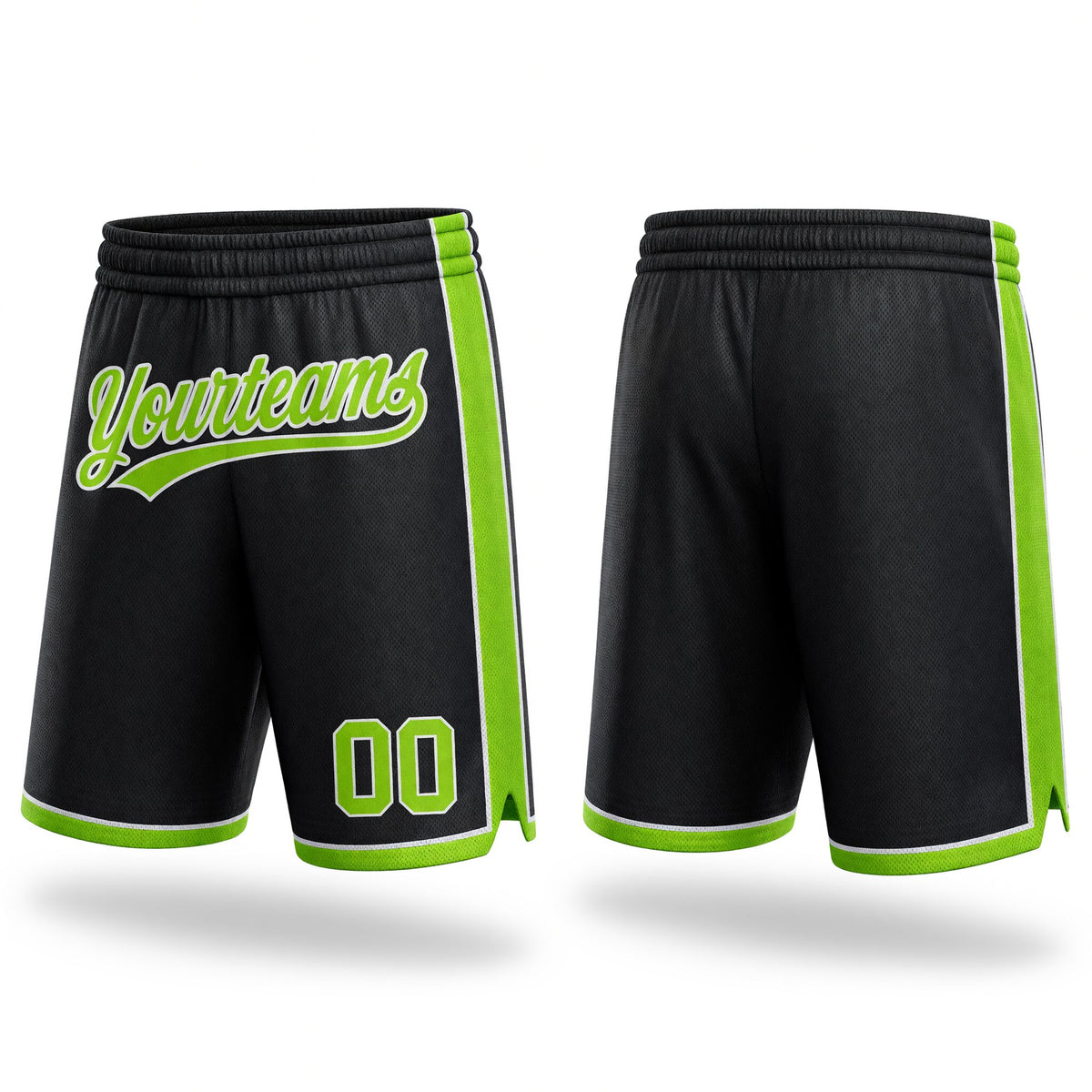 Custom Black Neon Green-White Authentic Basketball Shorts
