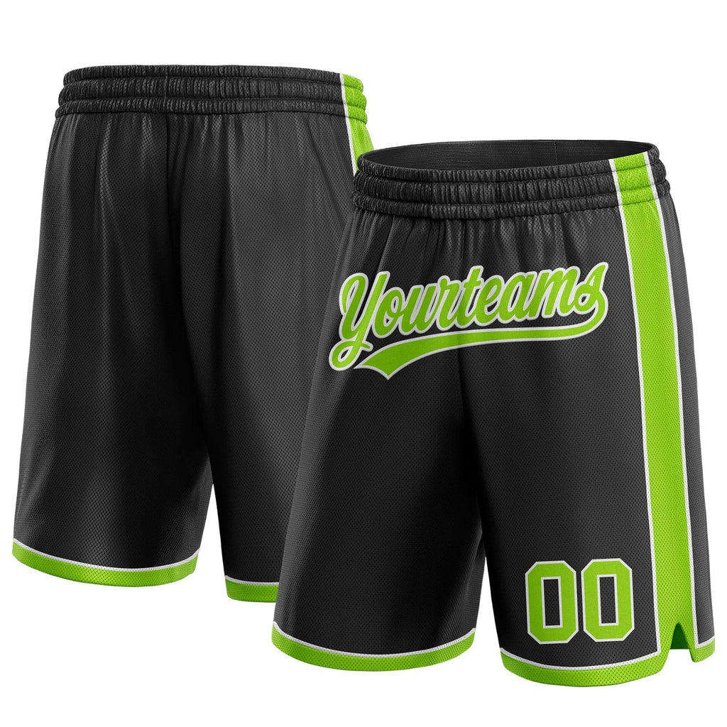 Custom Black Neon Green-White Authentic Basketball Shorts photo 1