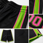 Custom Black Pink-Neon Green Authentic Basketball Shorts detail