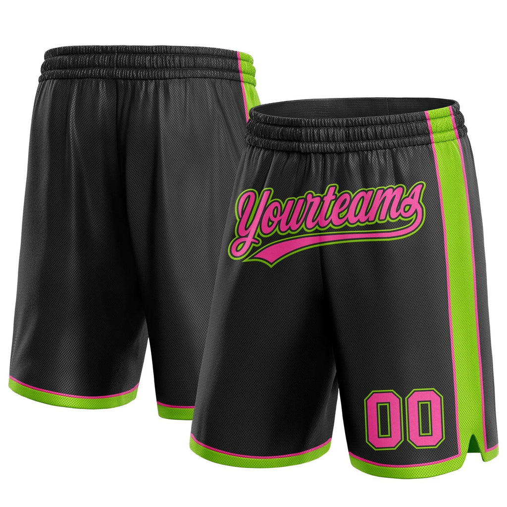 Custom Black Pink-Neon Green Authentic Basketball Shorts photo 1