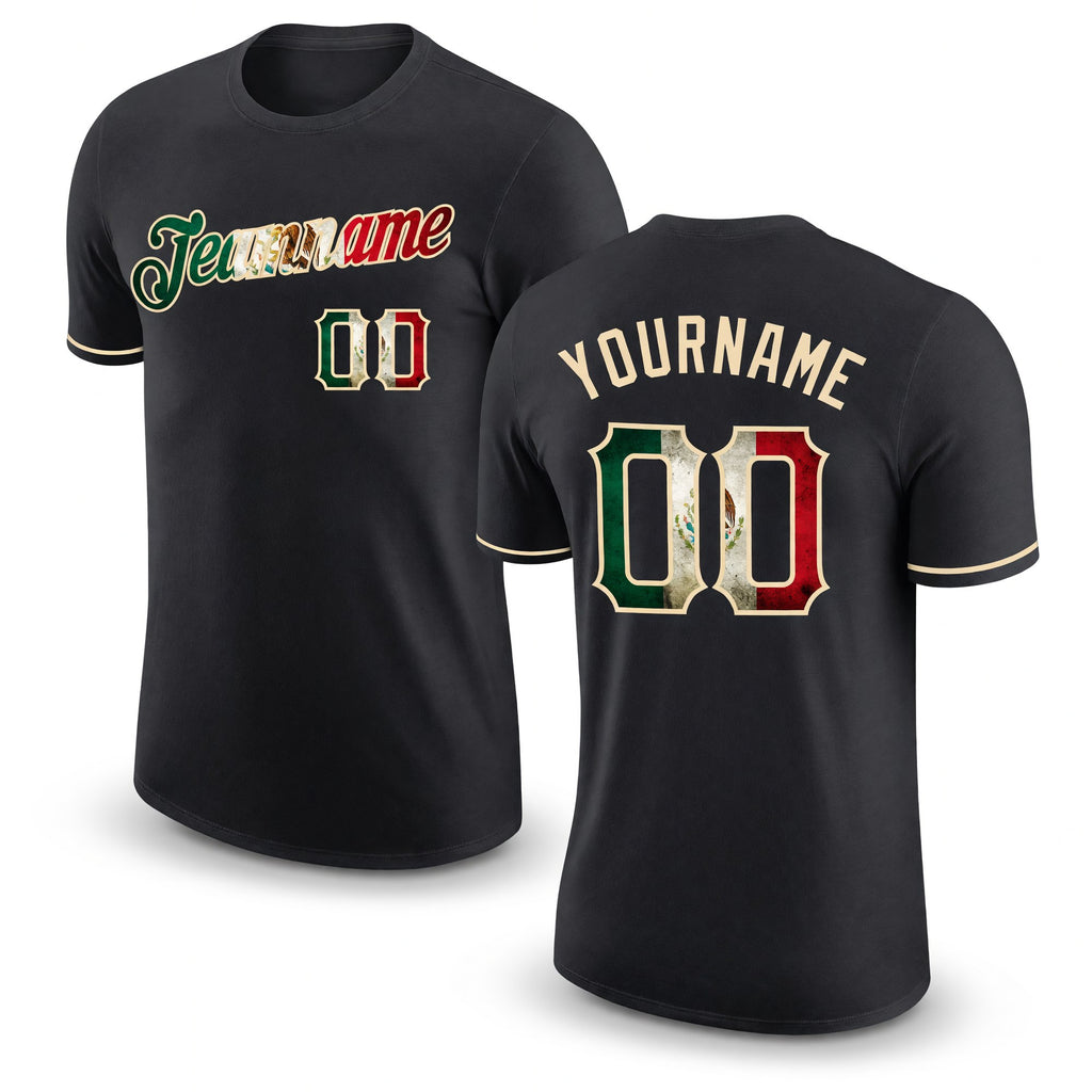 Custom Black Vintage Mexican Flag-City Cream Performance T-Shirt