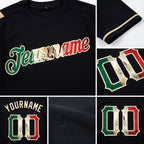 Custom Black Vintage Mexican Flag-City Cream Performance T-Shirt detail