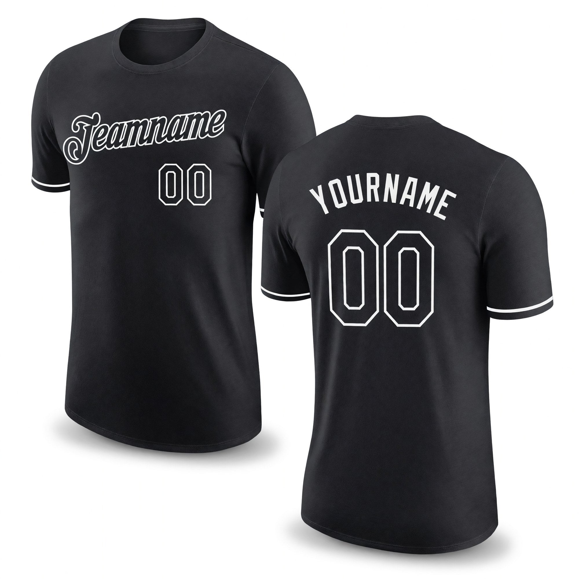 Custom Black White Performance T-Shirt