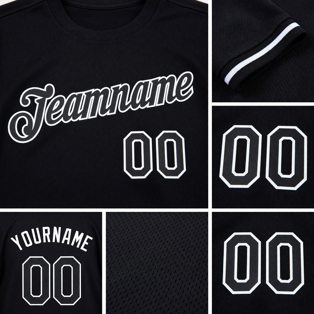 Custom Black White Performance T-Shirt detail