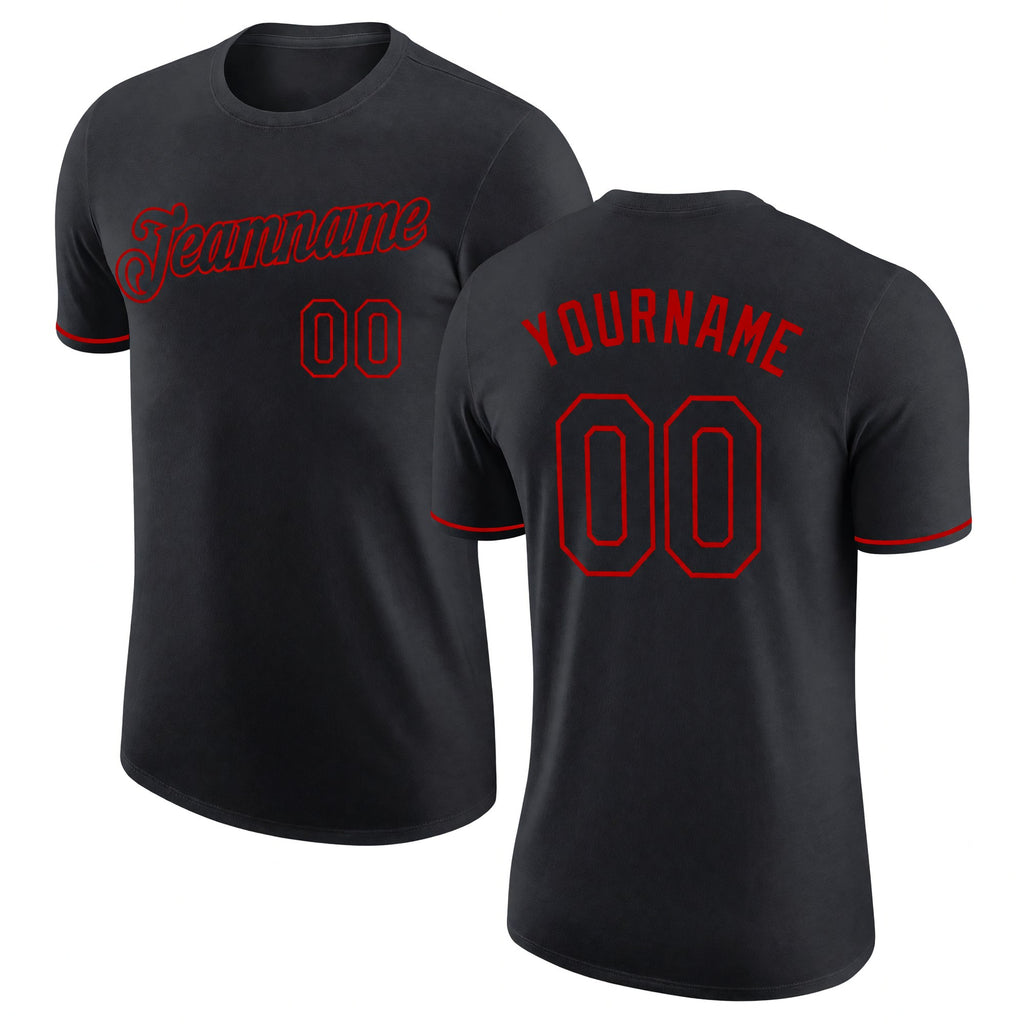 Custom Black Red Performance T-Shirt