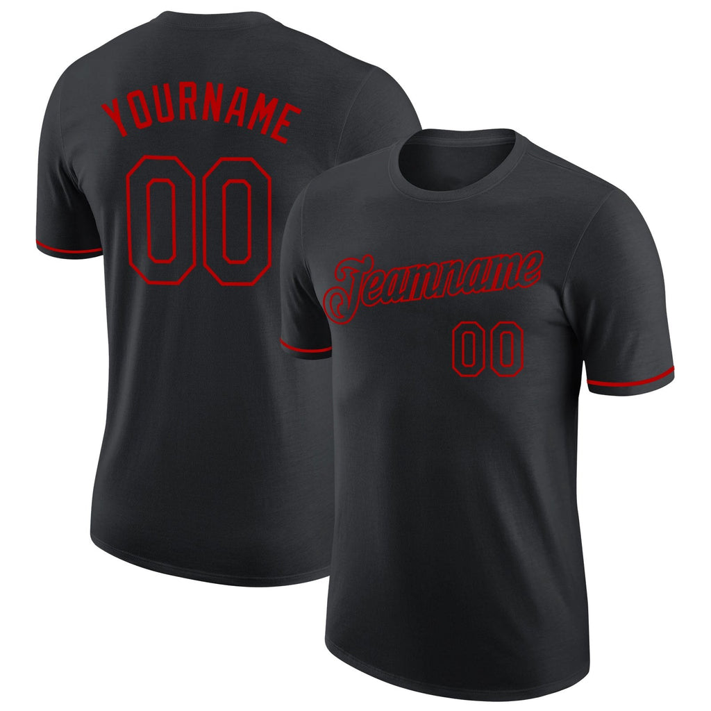 Custom Black Red Performance T-Shirt photo 1
