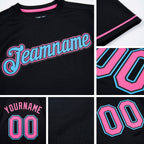 Custom Black Pink-Sky Blue Performance T-Shirt detail