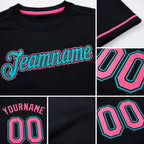 Custom Black Neon Pink-Aqua Performance T-Shirt detail