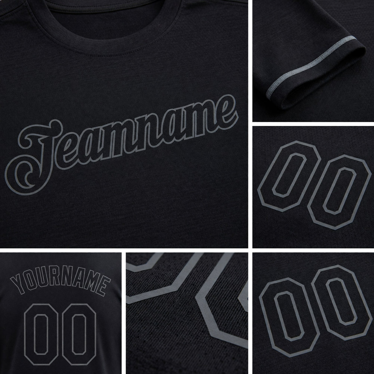 Custom Black Steel Gray Performance T-Shirt detail