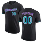Custom Black Teal-Purple Performance T-Shirt