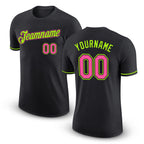 Custom Black Pink-Neon Green Performance T-Shirt