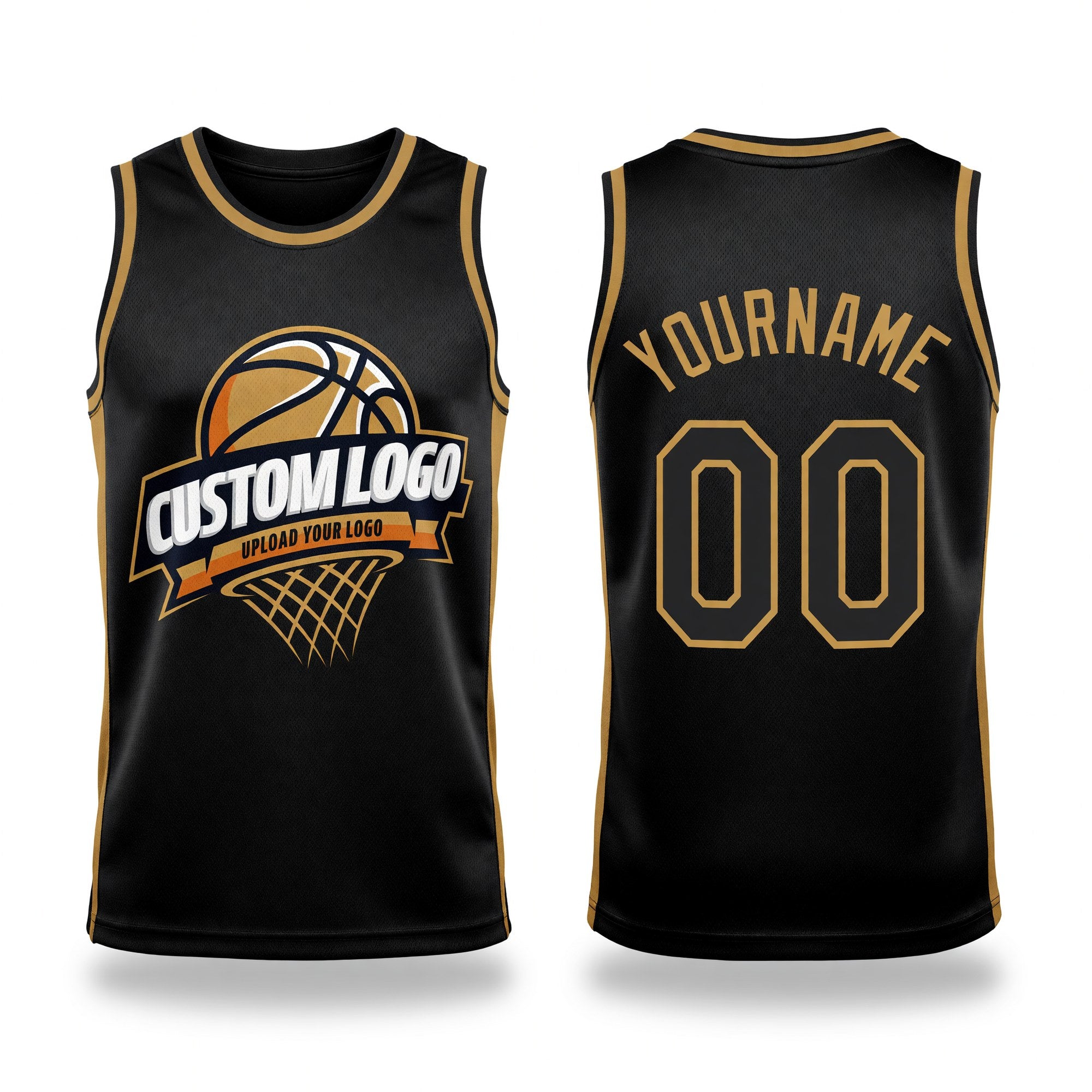Custom Black Old Gold Authentic Throwback Basketball Jersey