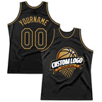 Custom Black Old Gold Authentic Throwback Basketball Jersey photo 1