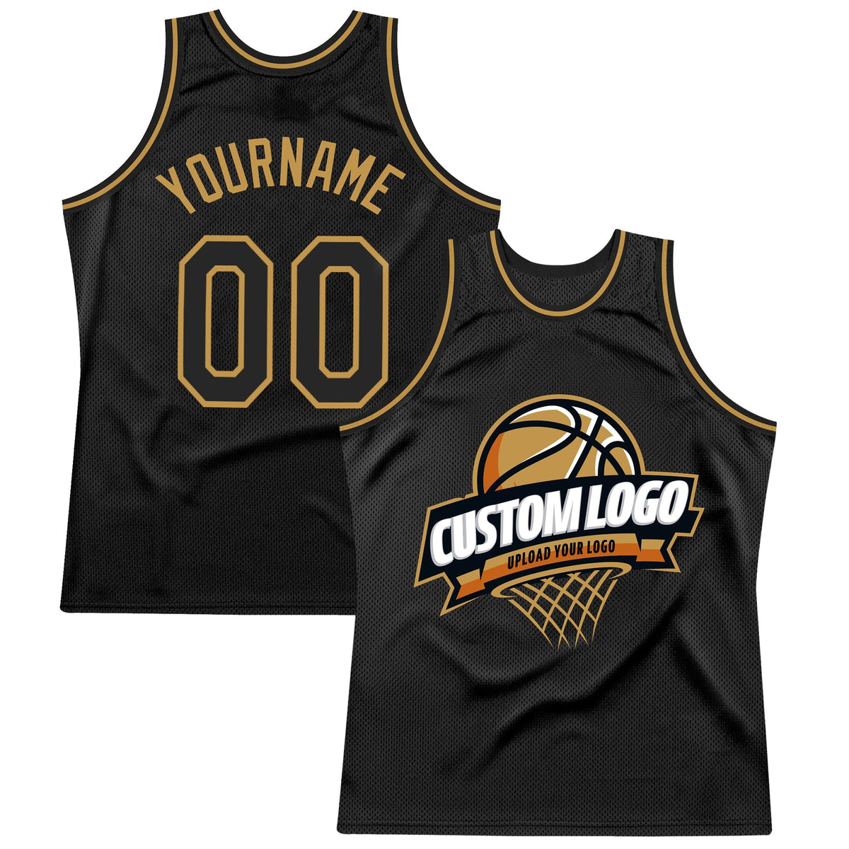 Custom Black Old Gold Authentic Throwback Basketball Jersey photo 1