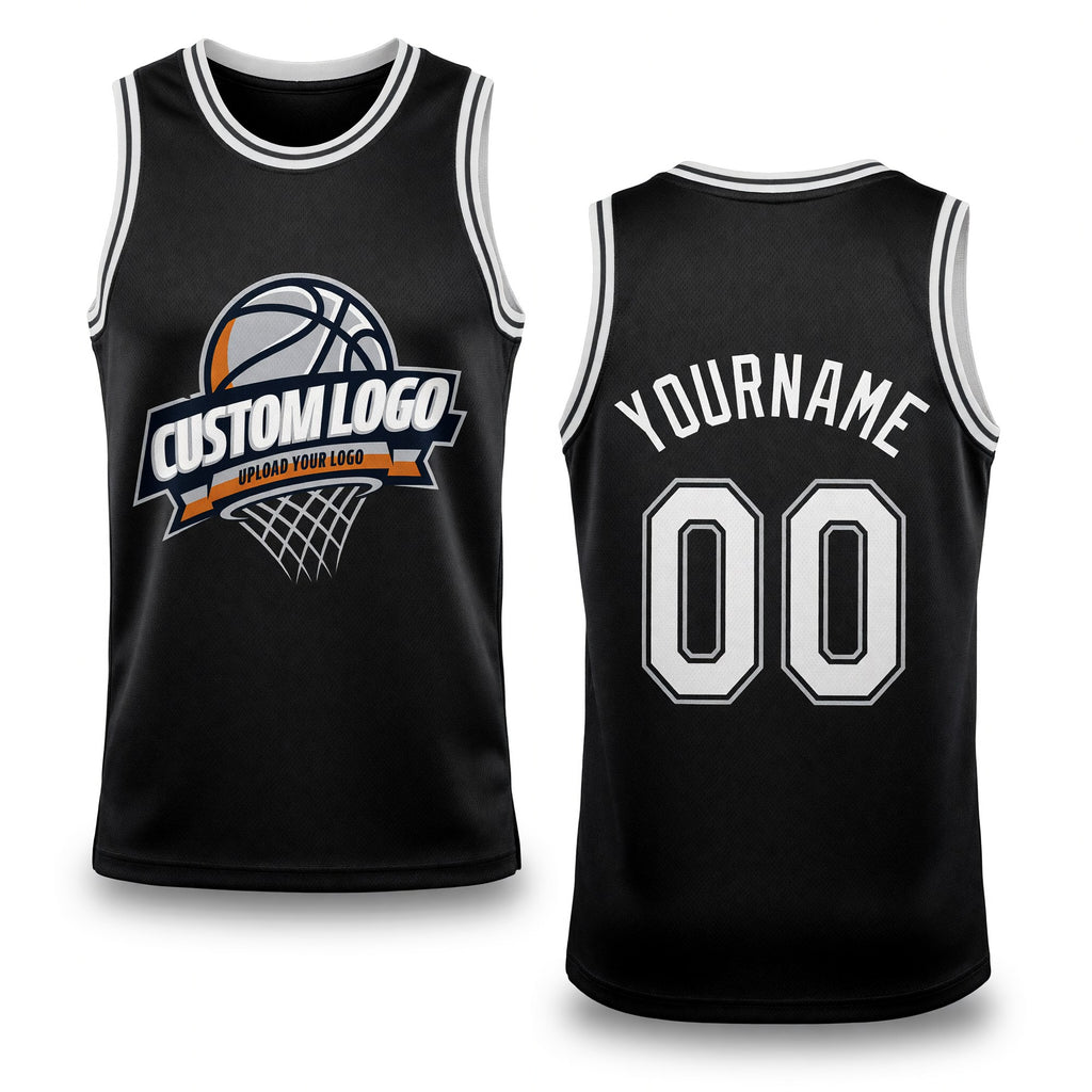 Custom Black White-Gray Authentic Throwback Basketball Jersey