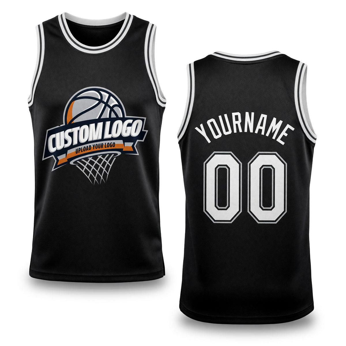 Custom Black White-Gray Authentic Throwback Basketball Jersey