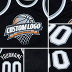 Custom Black White-Gray Authentic Throwback Basketball Jersey detail