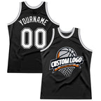 Custom Black White-Gray Authentic Throwback Basketball Jersey photo 1