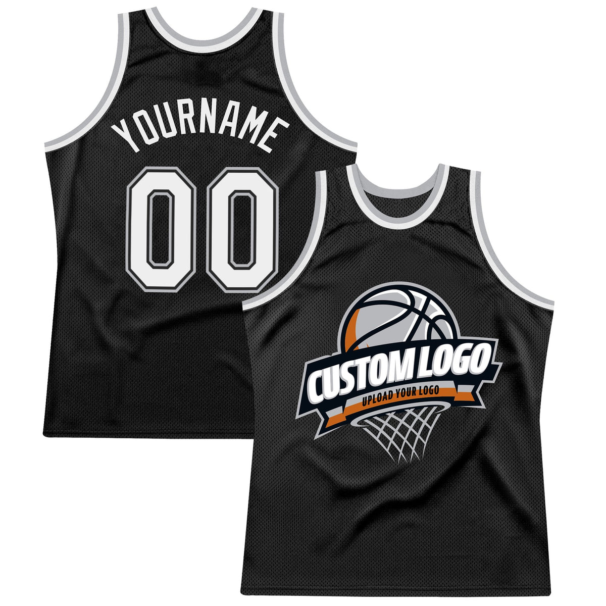 Custom Black White-Gray Authentic Throwback Basketball Jersey photo 1