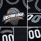 Custom Black Gray-Steel Gray Authentic Throwback Basketball Jersey detail