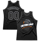 Custom Black Gray-Steel Gray Authentic Throwback Basketball Jersey photo 1