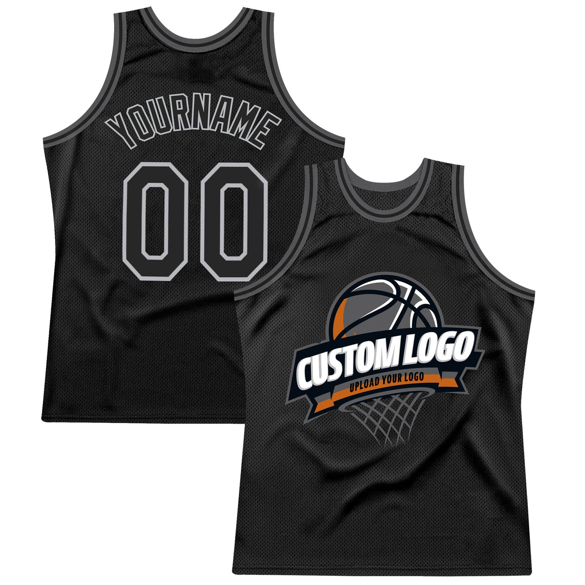 Custom Black Gray-Steel Gray Authentic Throwback Basketball Jersey photo 1