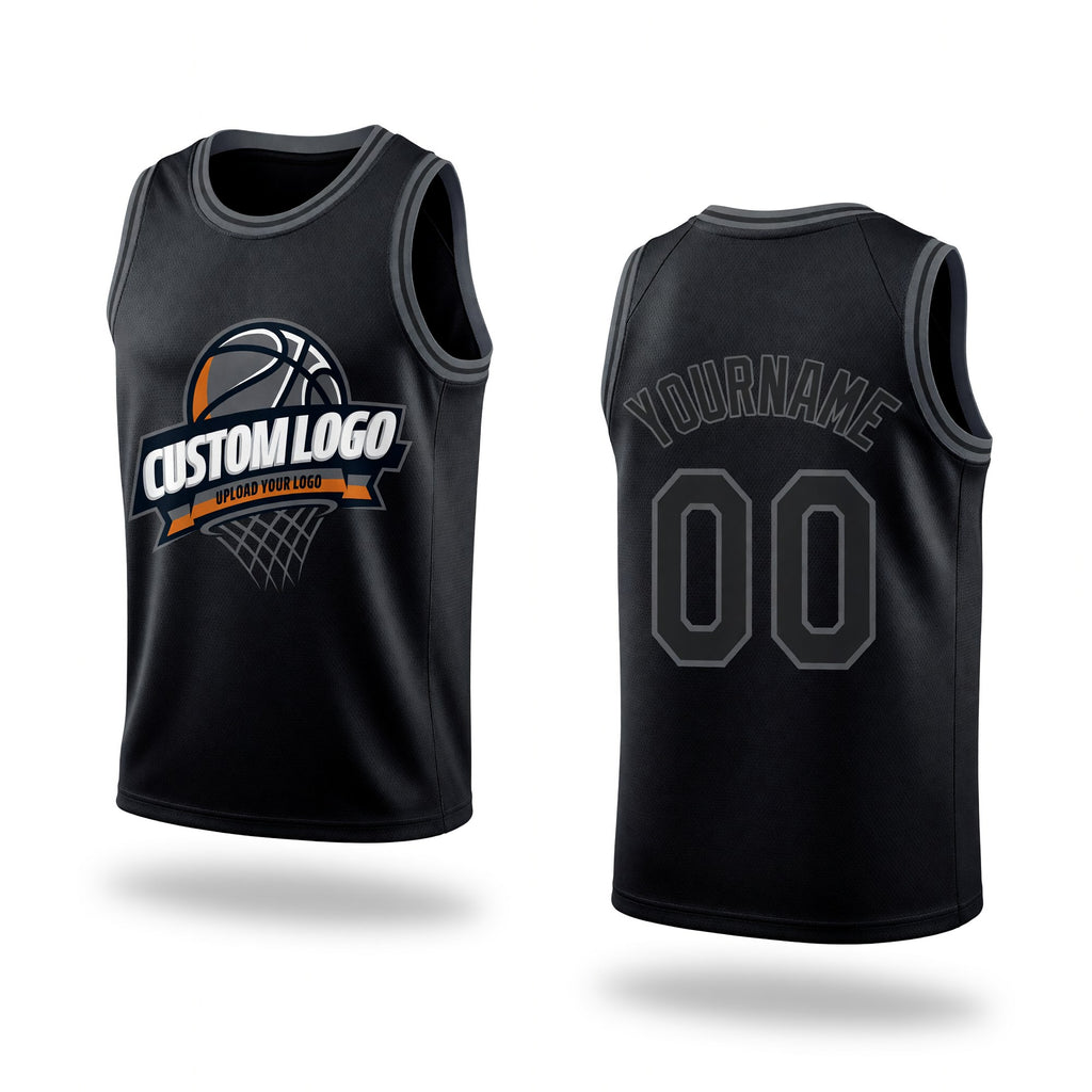 Custom Black Steel Gray Authentic Throwback Basketball Jersey