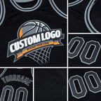 Custom Black Steel Gray Authentic Throwback Basketball Jersey detail