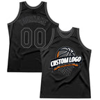 Custom Black Steel Gray Authentic Throwback Basketball Jersey photo 1