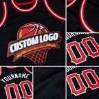 Custom Black Red-White Authentic Throwback Basketball Jersey detail