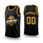 Custom Black Gold-White Authentic Throwback Basketball Jersey
