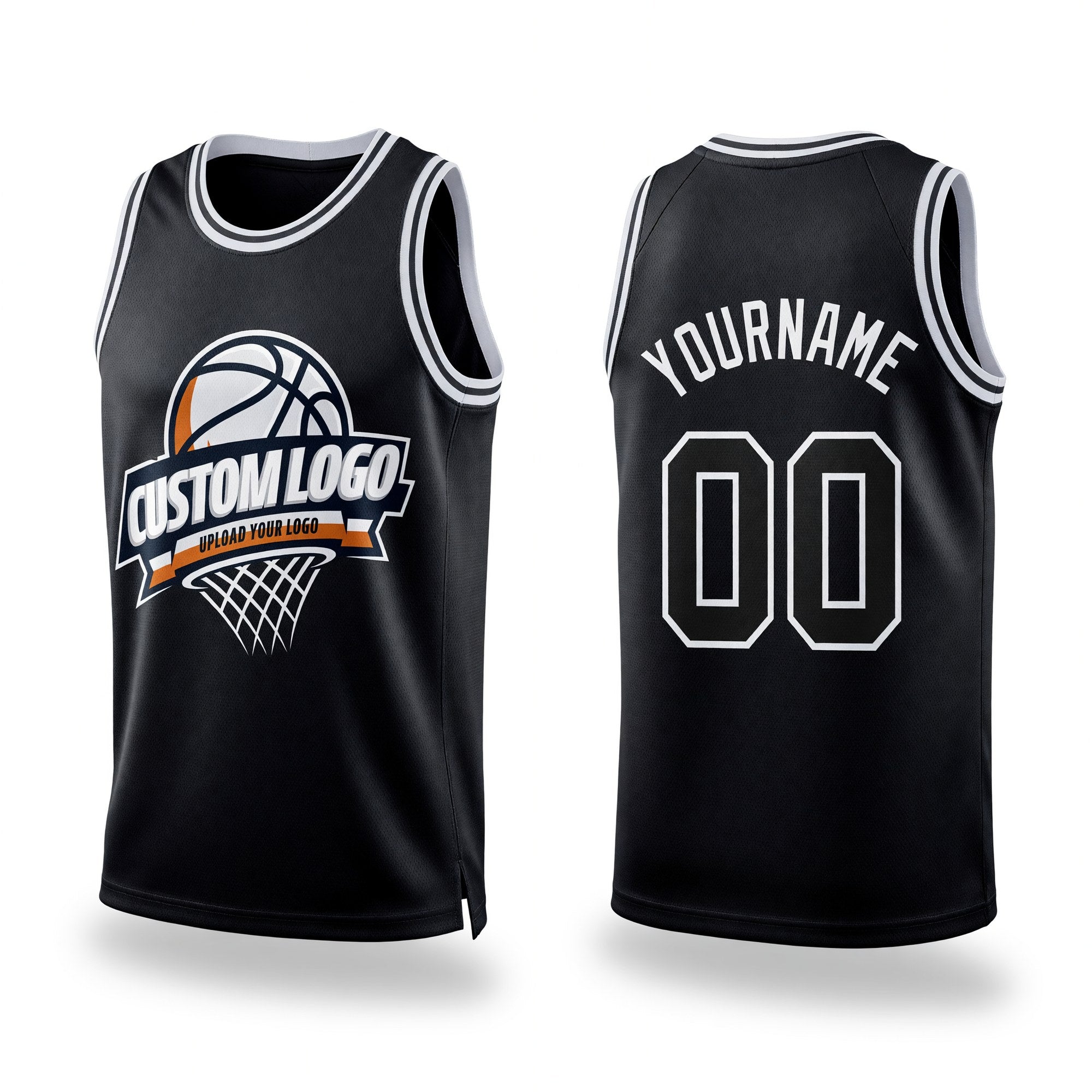 Custom Black White Authentic Throwback Basketball Jersey
