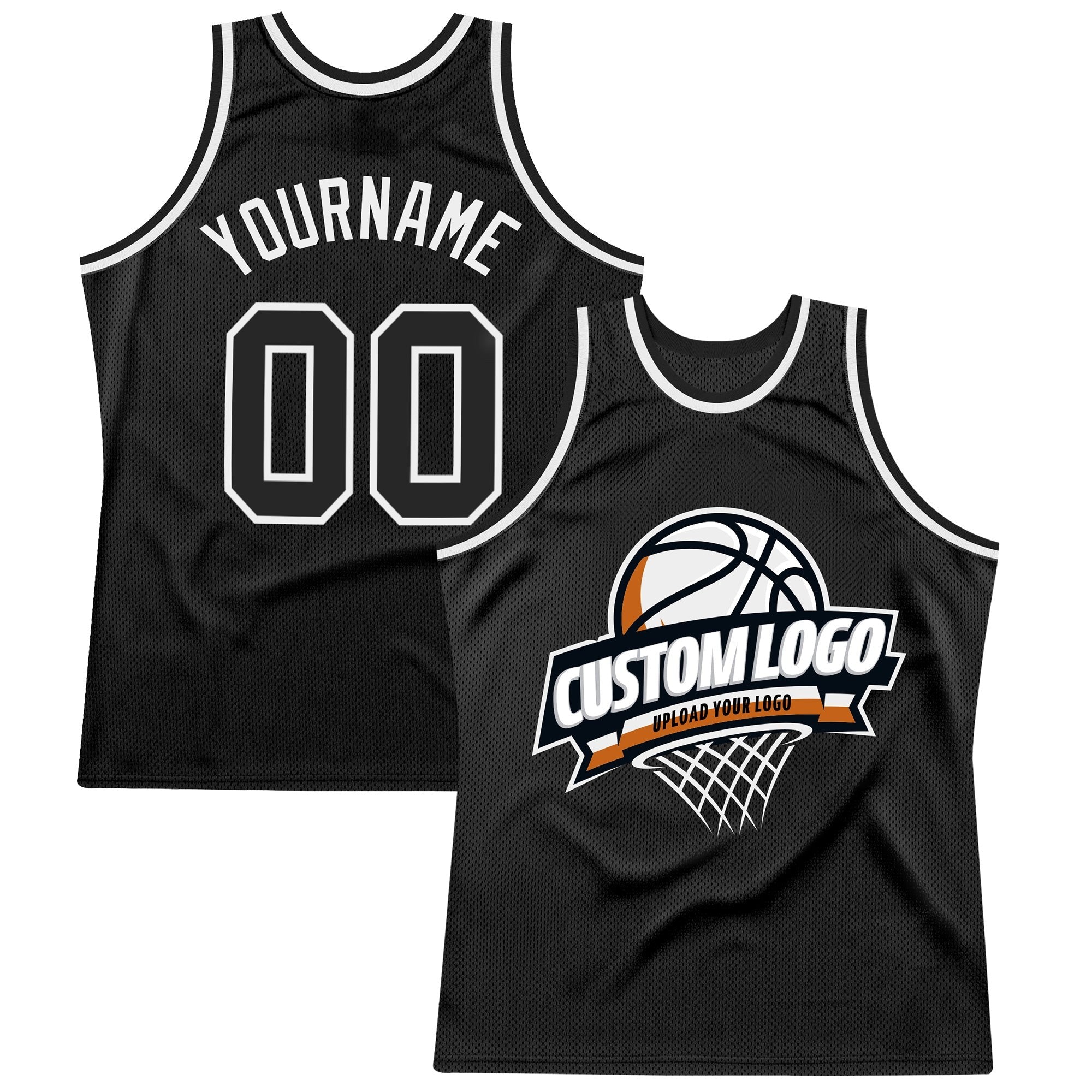 Custom Black White Authentic Throwback Basketball Jersey photo 1