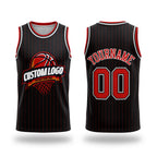 Custom Black Red Pinstripe White Authentic Basketball Jersey